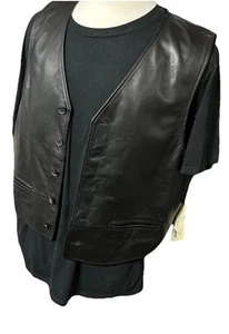 Chaleco De Colección Roundtree & Yorke Para Hombres Nuevo Con Etiquetas Piel de Cordero Talla L Pecho 44 Interior Exterior Negro Nuevo - Imagen 1 de 12
