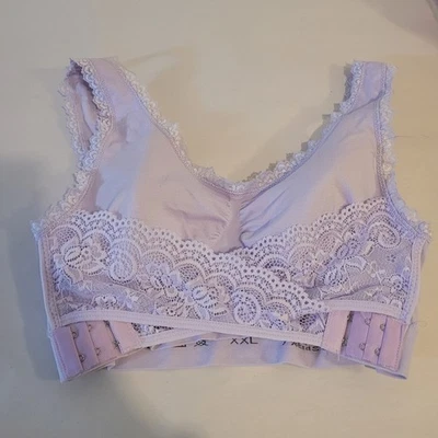 Lace Trim Lavender Padded Bralette Size  XXL - Image 1 of 4