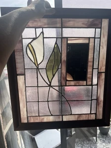 "Vitral de colección Calla Lily con espejo en marco original 19,5x22,5x1""" - Imagen 1 de 13