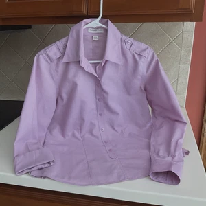Vtg Coldwater Creek Women's Sz PS (6-8) No Iron Mauve/Pink Button L/S Blouse - Picture 1 of 8
