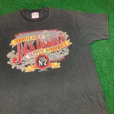 Vintage Jack Daniels Shirt Mens XL Black 1991 Tennessee Sippin Whiskey Logo 90s - Image 1 of 4