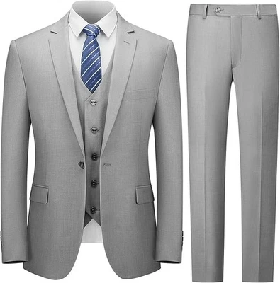 Cooper & Nelson Men's Suit Slim Fit Grey 3 Piece S 38R Notch Lapel 1 Button - Image 1 of 4