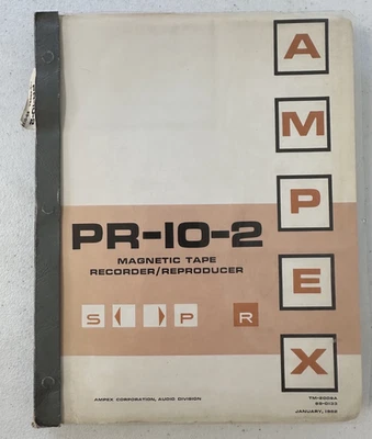 Grabadora de cinta magnética AMPEX PR-10-2 reproductor manual 1962 carrete a carrete OEM DE COLECCIÓN Foto 1 de 4