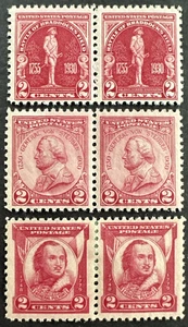 US 1930-31 Sc# 688-690 Lot of 3 Pairs MNH/MH OG Washinton Von Steuben & Pulaski - Picture 1 of 2