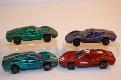 4 Hot Wheels 1968 Ford MK. IV Redline Cars Green / Aqua / Red / Purple - Image 1 of 4