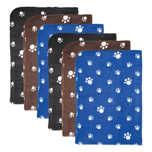 Cute Pet Blankets (Pack of 6), Size Options, Dog Paws Pattern, Soft Polar Fleece - Picture 1 of 43