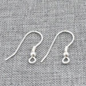 10 Pairs Sterling Silver Coiled Earring Wires with Beads 925 Silver Ear Hooks - Picture 1 of 4