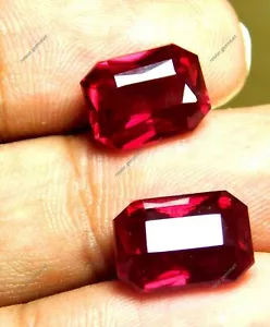 Par de piedras preciosas sueltas de corte esmeralda rubí rojo sangriento natural de 16,50 quilates - Imagen 1 de 6