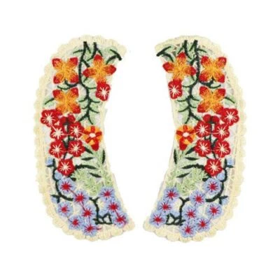 1 par de apliques de cuello con escote de encaje floral para coser ropa parches florales Foto 1 de 4