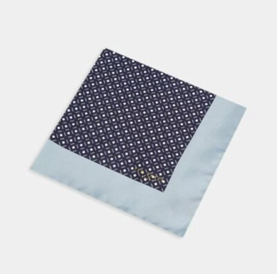 Ted Baker LIPHOOK $49 Navy Geo Spot Print Silk Pocket Square BNWT Handkerchief - Image 1 of 2
