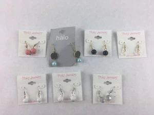 Costume Fashion Earring Lot of 7 Dangle Drop Bead Jewelry - Picture 1 of 3