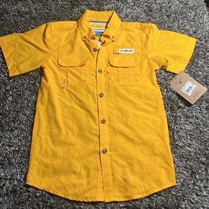Magellan Laguna Madre Button Up Outdoor Fish Gear Shirt Zinnia Gold Youth S NWT - Picture 1 of 24