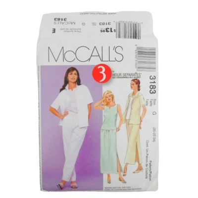 McCalls 3183 Misses Shirt Jacket Top Pants Skirt Sewing Pattern Uncut Size 20-24 - Image 1 of 4