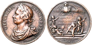ORIGINAL Bronze 1658/1731 Oliver Cromwell Death Medal NOT Restrike/Token CV $500 - Picture 1 of 4