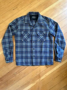 Pendleton Japan Navy and tan wool board shirt, small - Picture 1 of 4