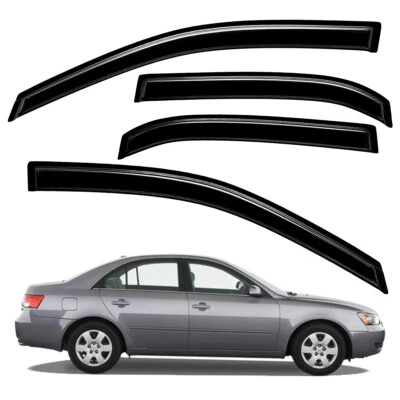 For 2005-2010 Hyundai Sonata Window Vent Visor Rain Guards Tape-on Easy Mount Foto 1 de 4