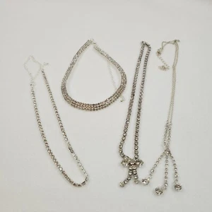 Lote de 4x Collares Joyería de Moda Variedad Surtida Brillante Transparente Estrás Baile de graduación - Imagen 1 de 5