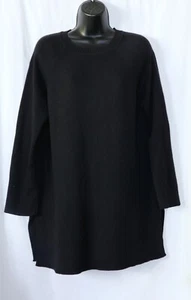 LUISA SPAGNOLI Black Wool Tunic Swtr Side Vents 42 In Chst 30 In Lng Sz L? EXC - Picture 1 of 5