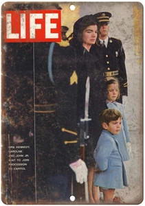 Rivista Mrs. Kennedy Funeral Life 12" x 9" riproduzione insegna metallo ZC10 - Foto 1 di 1