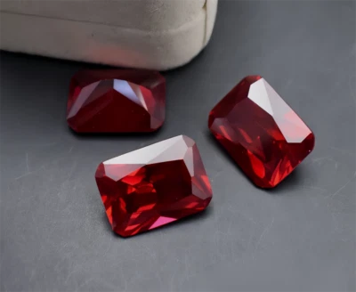 High quality Emerald Cut Red Ruby Lab Created Corundum Ruby AAAA+ Loose Gem 1pcs - Image 1 of 4