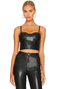 NWT CAMI NYC sz S Elloise Black Faux Leather Bustier Top - Picture 1 of 6