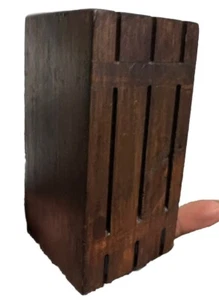 Vintage Walnut Knife Block 6 Slot Small 5” x 2.5” Dark Wood Minimalist Retro - Picture 1 of 4