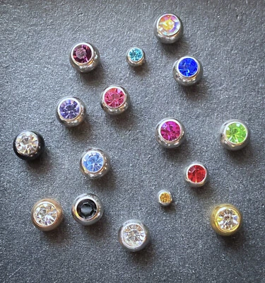 Body Jewelry Replacement Parts - 10pk 316L Surgical Steel Threaded CZ Gem Balls - Image 1 of 4