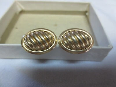 Vintage Krementz Gold Tone Swirl Cuff Links Amber Lucite Color Tips - Image 1 of 4