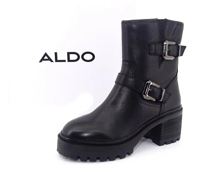 ALDO PALOMINA Cowboy-Bikerstiefelette Stiefel Boots Schuhe Leder Schwarz Gr. 39 - Bild 1 von 4