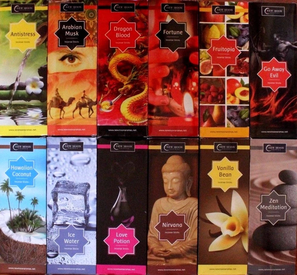 20 200 400 -12 SCENTS Bulk Pack NEW MOON Incense Sticks CHOOSE MIX Pagan HEX - Image 1 of 1