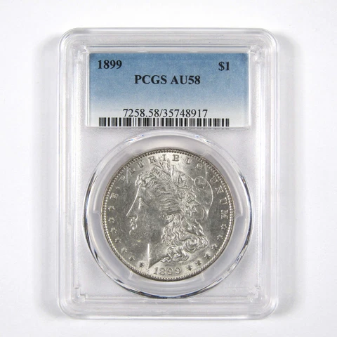 1899 Morgan Dollar AU 58 PCGS 90% Silver $1 Coin SKU:I8687 Cover