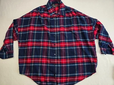 Camisa de franela a cuadros roja y azul French Connection mangas M Dolman de gran tamaño Foto 1 de 4