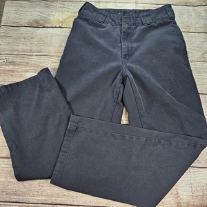 Dickies Worker Crop Roll Hem Black Pants Size 0/24 Mid Rise Logo Straight Leg - Picture 1 of 6