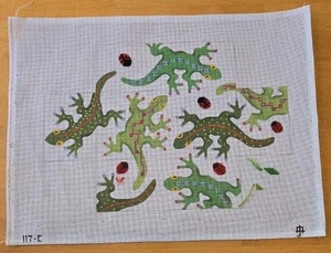 Julie Pischke Needlepoint Brick Cover Canvas-GECKO BRICK-Read - Picture 1 of 5