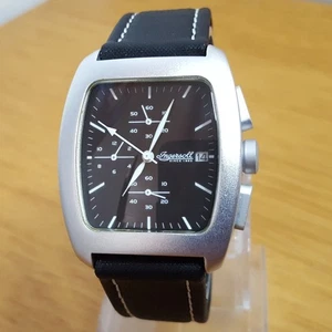 Mens Ingersoll Quartz Aluminium Case Black Face Chrono Retro Style Watch NEW - Picture 1 of 11