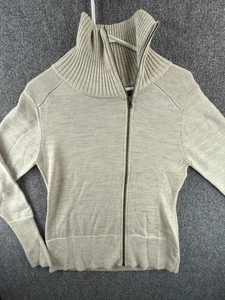Giacca donna Kuhl piccola full zip misto lana grigio chiaro collo alto maglia, logo - Foto 1 di 23