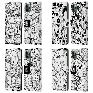 HEAD CASE DESIGNS DOODLE GALORE LEATHER BOOK WALLET CASE FOR APPLE iPHONE PHONES - Picture 1 of 10
