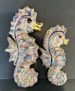 Seahorse Ceramic Wall Decor Vintage Anthropomorphic Set 2 - Picture 1 of 9