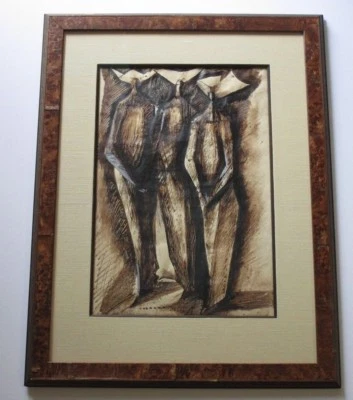 CHADWICK OR LIPSCHITZ OR MOORE STYLE PAINTING ABSTRACT EXPRESSIONISM CUBISM MOD - Image 1 of 4