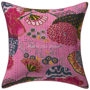 Ethnic Cushion Cover Fruit Kantha 16 x 16 in Hippie Sofa Car Pillow Case - Picture 1 of 5
