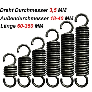Zugfeder mit Haken,Zugfedern Feder 65Mn Federstahl,d=3,5mm,Ø 18-40mm,L=60-350mm - Picture 1 of 6