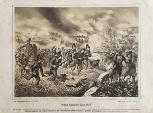 1870 Batalla de Wörth Guerra franco-alemana - gran litografía tintada - Imagen 1 de 1