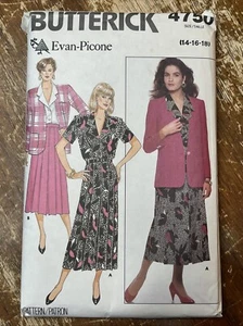 Butterick Sewing Pattern 4750 Size 14 16 18 Skirt Blouse Jacket EvanPicone Uncut - Picture 1 of 2
