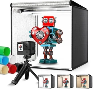 Fotobox 60x60x60cm Fotostudio Set 2 Led-Streifen Lichtbox Fotografie Tragbarer - Bild 1 von 8