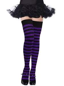 Womens Thigh High Socks Striped Knee High Socks Extra Long Cotton Knit Over t... - Picture 1 of 7