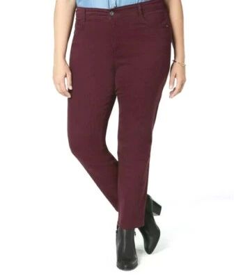 Pantalones de mezclilla Style & Co para mujer ajustados borgoña talla 14W tiro alto control abdomen elástico Foto 1 de 4