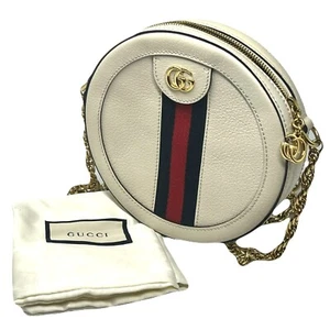 Gucci Crossbody Shoulder Bag Ophidia Leather Ivory 550618 Authentic - Picture 1 of 24