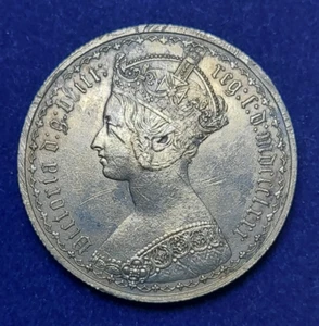 UK Gothic One Florin 1880 - Silver Coin, Queen Victoria - Picture 1 of 2