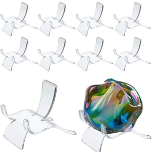 10 Packs Acrylic Triangle Display Holder - Clear Plastic Display Easel Stands - Picture 1 of 13