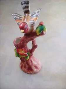 Vintage Bud Vase Tanager Bird Alit on Tree Flowers Made / Occupied Japan 7x3x3"C - Picture 1 of 9
